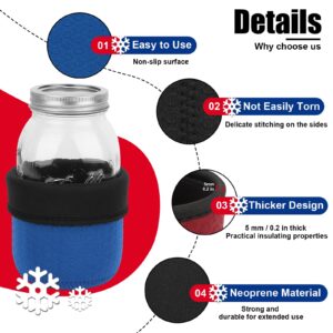 Desing Wish 32 oz Regular/Wide Mouth Mason Jar Neoprene Sleeve, 32oz Non-slip Cozy Insulated Glass Jars Protector Holder Sleeves 3.7 x 5.3 Inches - 4 Pack (Black/Red/Blue/Cyan)