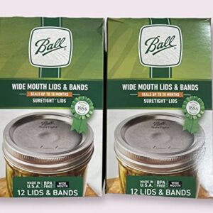 Ball Jars Wide Mouth Lids & Bands 2 Pack (24 Lids and 24 Bands)