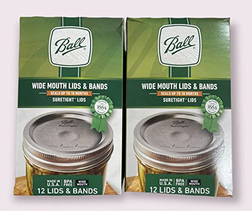 Ball Jars Wide Mouth Lids & Bands 2 Pack (24 Lids and 24 Bands)