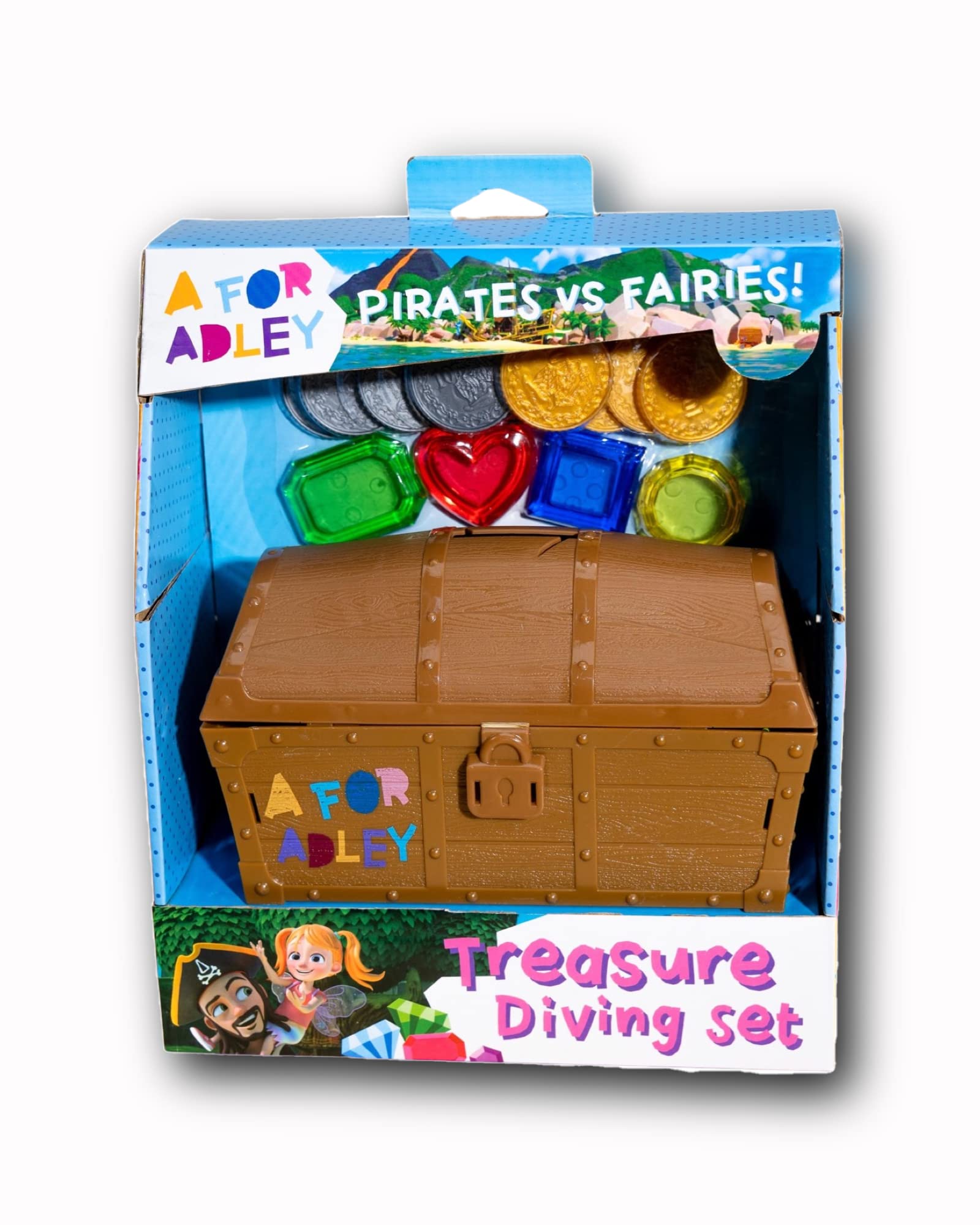 A FOR ADLEY Merch, Adley Toy Pirates vs Fairies Treasure Dive Chest for Boys and Girls for Water Toy Fun as Seen on Adley's You Tube Channel