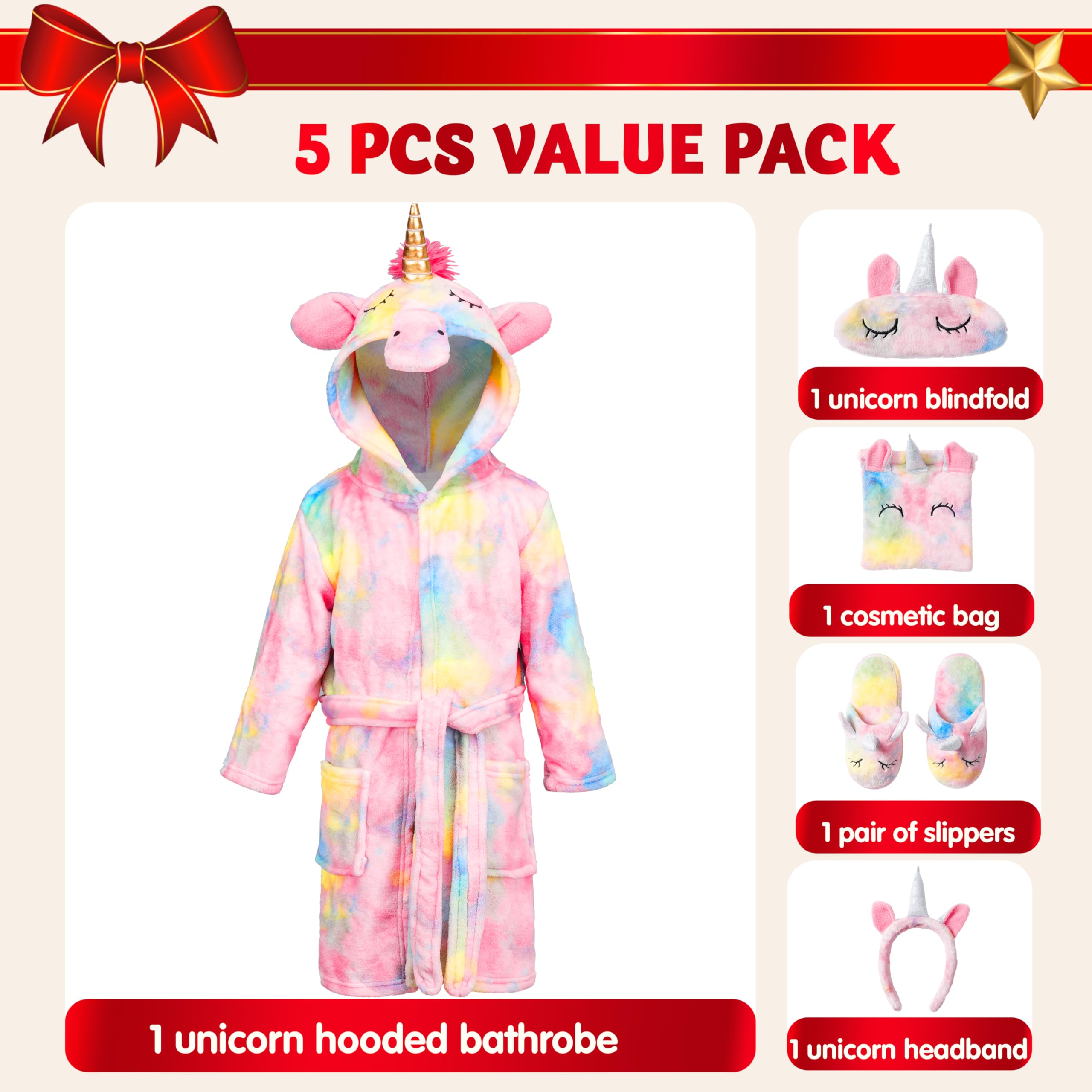 JOYIN Kids Unicorn Robe and Bathroom Set Gifts for Girls and Kids