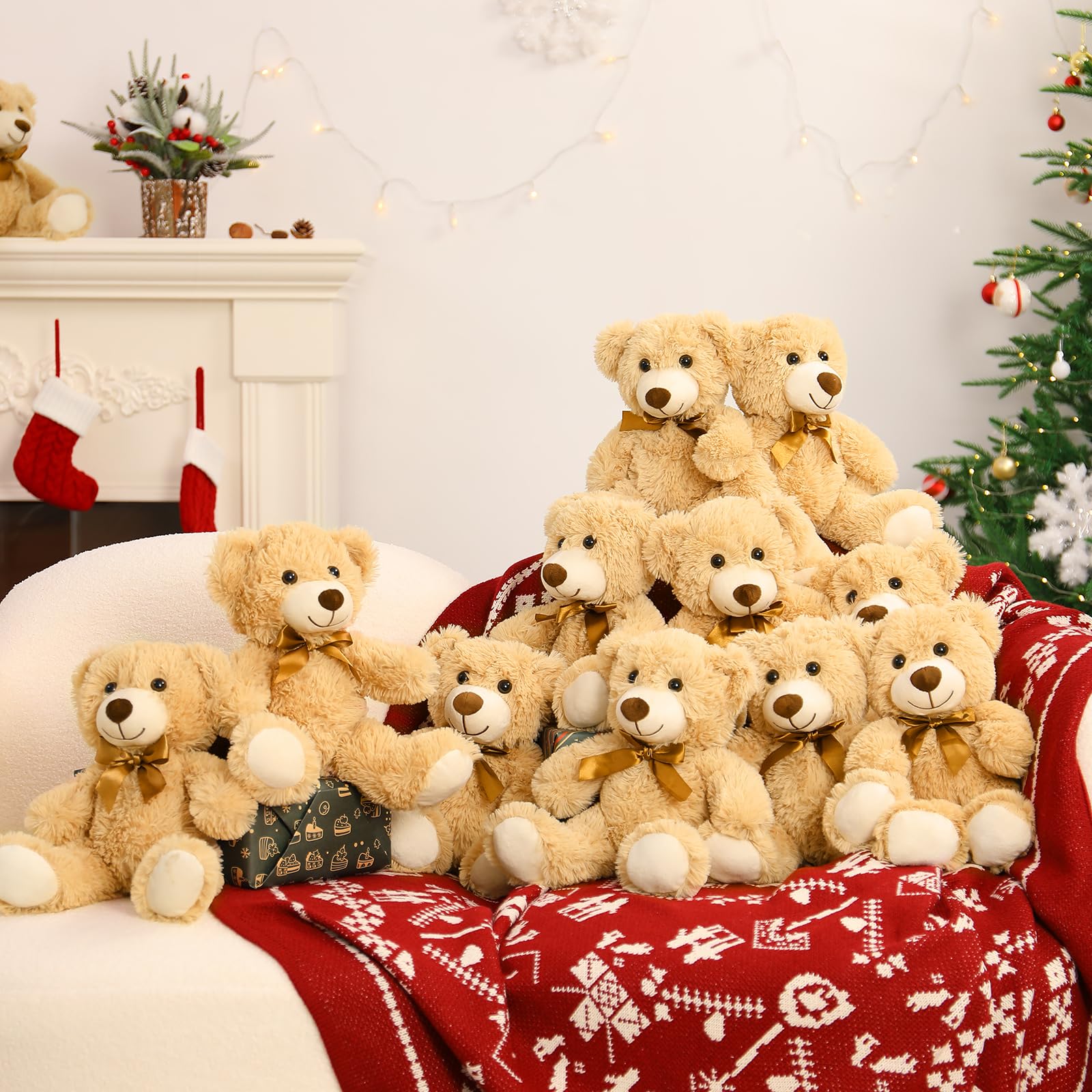 MorisMos 10 Packs Bulk Teddy Bears Stuffed Animal, Soft Teddy Bear Bulk, Small Bears Plush for Centerpiece Baby Shower, Kids