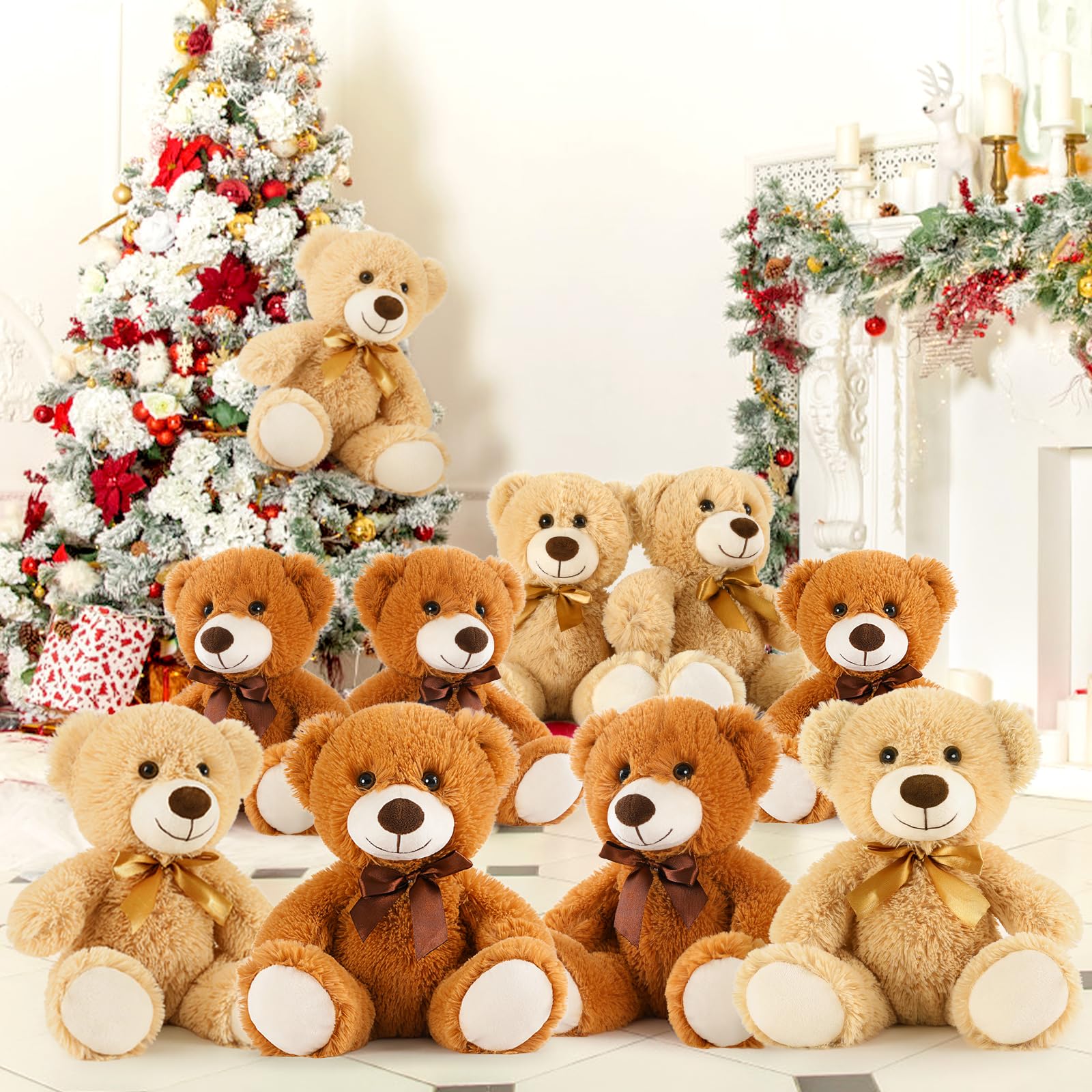 MorisMos 10 Packs Bulk Teddy Bears Stuffed Animal, Soft Teddy Bear Bulk, Small Bears Plush for Centerpiece Baby Shower, Kids