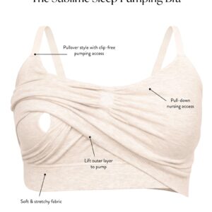 Kindred Bravely Sublime Wireless Busty Sleep Pumping Bra | Seamless Pumping & Nursing Bra for E, F, G, H Cups (Oatmeal Heather, X-Large-Busty)