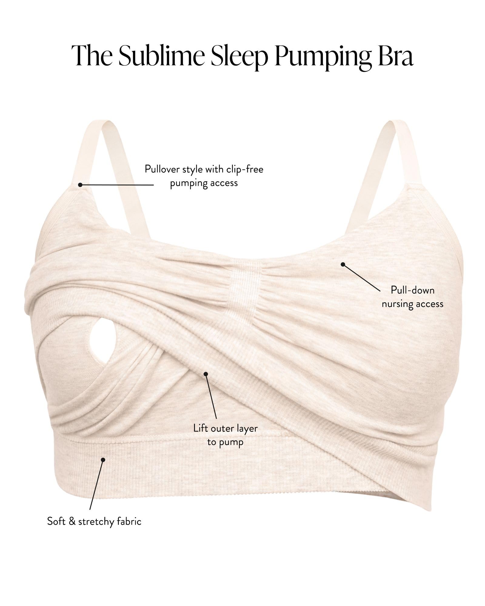 Kindred Bravely Sublime Wireless Busty Sleep Pumping Bra | Seamless Pumping & Nursing Bra for E, F, G, H Cups (Oatmeal Heather, X-Large-Busty)