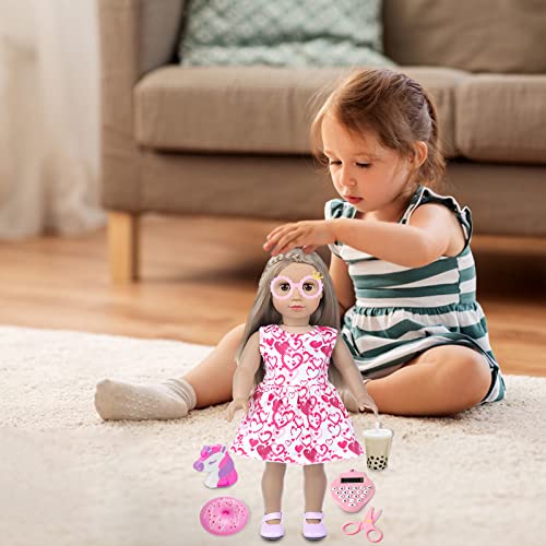 BDDOLL Doll Clothes and Accessories School Supplies Playset for 18 Inch Girl Doll with Doll Clothes,School Bags, Student Cards, Glasses, Pencils, calculators, Scissors, notebooks, etc