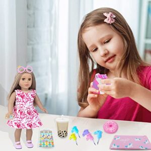 BDDOLL Doll Clothes and Accessories School Supplies Playset for 18 Inch Girl Doll with Doll Clothes,School Bags, Student Cards, Glasses, Pencils, calculators, Scissors, notebooks, etc