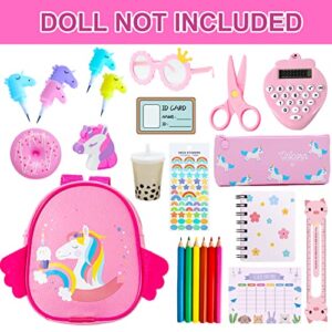 BDDOLL Doll Clothes and Accessories School Supplies Playset for 18 Inch Girl Doll with Doll Clothes,School Bags, Student Cards, Glasses, Pencils, calculators, Scissors, notebooks, etc