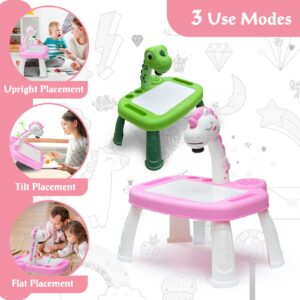 Unicorn Drawing Projector Table Set for Kids Girls Include Unicorn Art Supplies, Pink Doodle Sketcher Table Kit Toddler Tracing and Painting Projection