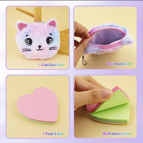 PJDRLLC Cat Diary with Lock, Gift for 6 7 8 Year Old Girl, Secret Diary Journal Notebook with Coin Purse, Bracelet, Multicolored Pen, Post-it Note, Stickers, Practical Gift for Birthday (A Happy Cat)