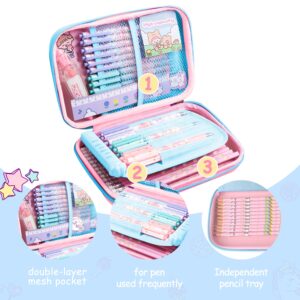 homicozy Pencil Case for Girls,Cute Unicorn Stationary Set for Kids,3D EVA School Large Capacity Pencil Pen Box with Compartment,School Supplies for Girls,Back to School Gifts for Kids,Pink