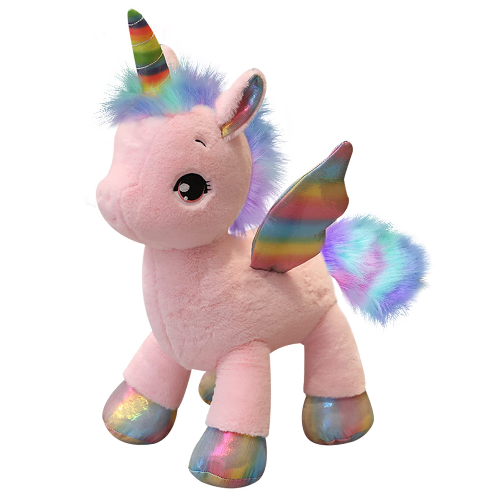 Unicorn Plush Toy,15" Unicorn Stuffed Animals for Girls,Rainbow Unicorn Plush Doll Gift for Kids Babies Birthday Party (Pink)…