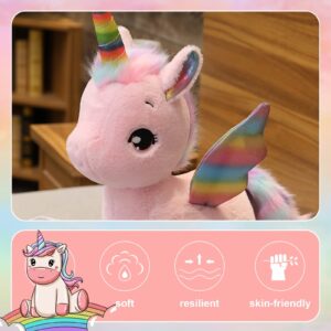 Unicorn Plush Toy,15" Unicorn Stuffed Animals for Girls,Rainbow Unicorn Plush Doll Gift for Kids Babies Birthday Party (Pink)…