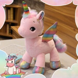 Unicorn Plush Toy,15" Unicorn Stuffed Animals for Girls,Rainbow Unicorn Plush Doll Gift for Kids Babies Birthday Party (Pink)…