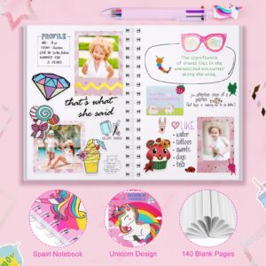 homicozy DIY Journal Kit for Girls,Unicorn Gifts for Girls Age 3-10 Years Old,Art Craft & Supplies for Kids Age 4-10,Scrapbook &Diary Supplies Set,Cute Stationery,Girls Birthday Ideas Gifts Toys