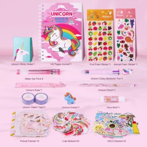 homicozy DIY Journal Kit for Girls,Unicorn Gifts for Girls Age 3-10 Years Old,Art Craft & Supplies for Kids Age 4-10,Scrapbook &Diary Supplies Set,Cute Stationery,Girls Birthday Ideas Gifts Toys