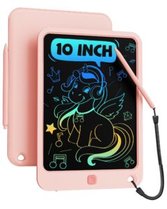 bravokids lcd writing tablet 10 inch, toys for 3-10 year old girl boy, colorful doodle board drawing pad for kids, learning educational birthday gift for toddler age 3 4 5 6 7 8 9 10 year old (pink)