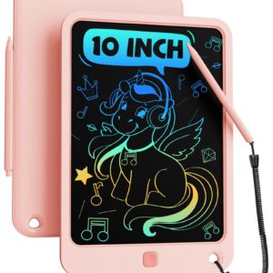 bravokids LCD Writing Tablet 10 Inch, Toys for 3-10 Year old Girl Boy, Colorful Doodle Board Drawing Pad for Kids, Learning Educational Birthday Gift for Toddler Age 3 4 5 6 7 8 9 10 Year Old (Pink)