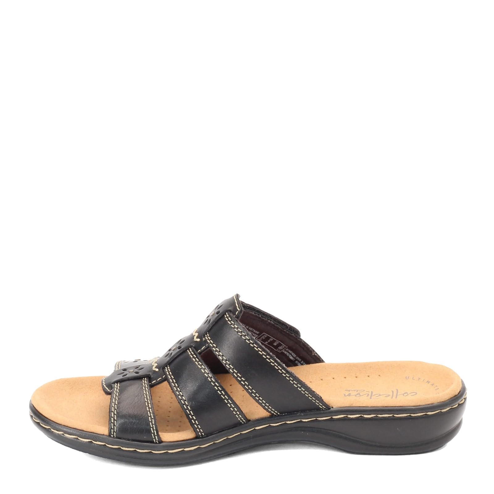 Clarks womens Leisa Spring Sandal, Black Leather, 9 US