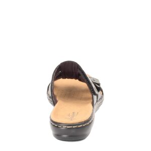 Clarks womens Leisa Spring Sandal, Black Leather, 9 US