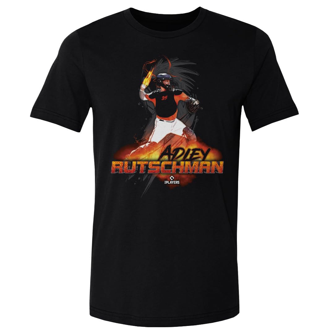 500 LEVEL Adley Rutschman Shirt (Cotton, Small, Black) - Adley Rutschman Baltimore Flame WHT