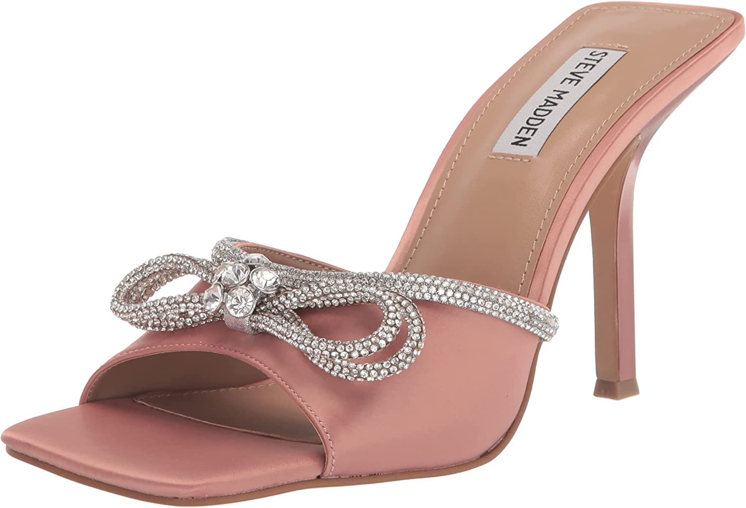 Steve Madden Women's Embellish Heeled Sandal, Blush Satin, 7