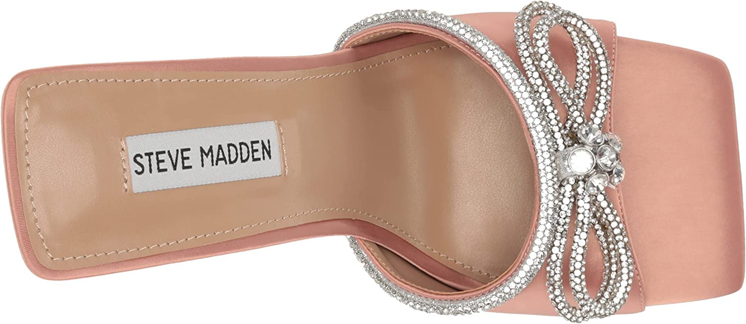 Steve Madden Women's Embellish Heeled Sandal, Blush Satin, 7