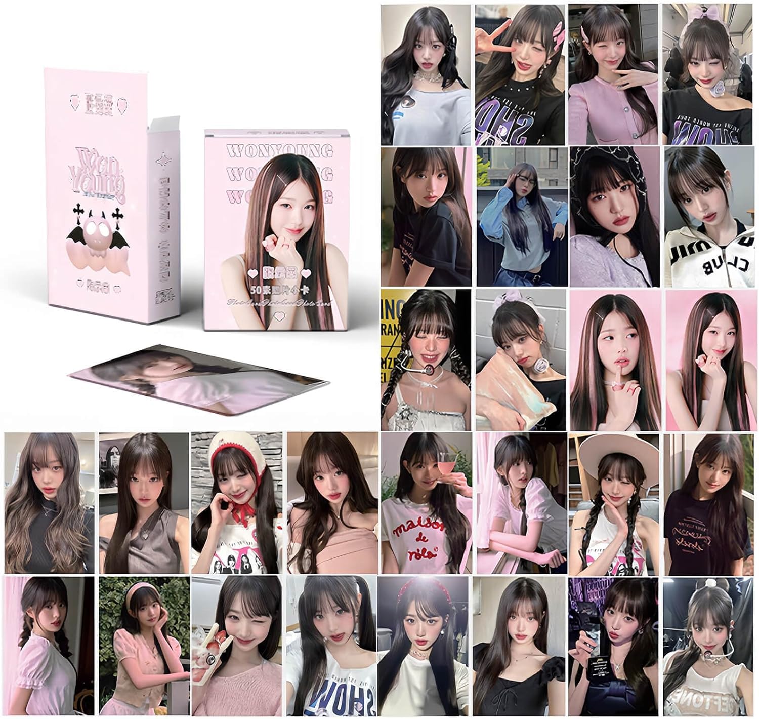 PYAJUU JangWonyoung Laser Photo Cards 50pcs IVE Jang Wonyoung Laser Photocard KPOP IVE Wonyoung LOMO Cards WONYOUNG post cards Gift for Fans