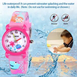 Kids Waterproof Watch, 3D Lovely Cartoon Watch for Girl and Boy-The Best Gift, Mermaid Red, strap