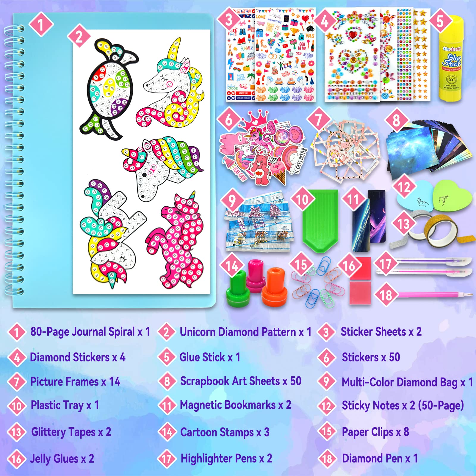 onebora DIY Journal Set for Girls Age 6-8-10-12 Years Old,Unicorn Painting Crafts,Decorate Your Own Journal,Fun Arts and Crafts Gifts Toys for Girls Birthday Christmas