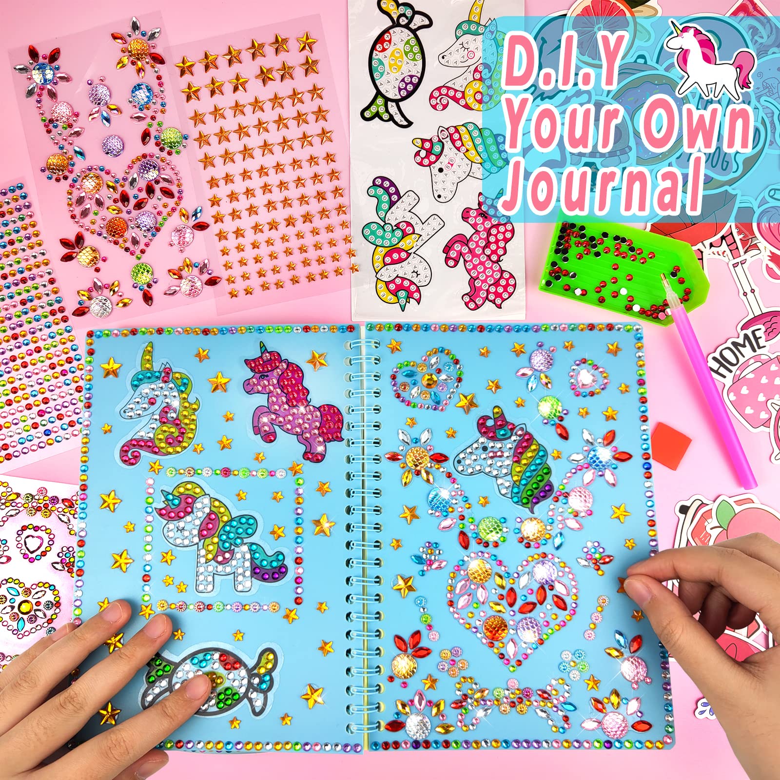 onebora DIY Journal Set for Girls Age 6-8-10-12 Years Old,Unicorn Painting Crafts,Decorate Your Own Journal,Fun Arts and Crafts Gifts Toys for Girls Birthday Christmas