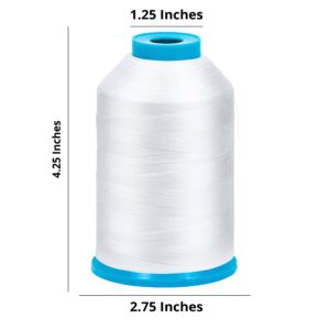 2-Pack Premium 90 WT Machine Embroidery Bobbin Thread White - Set of 2 X-Large Huge Polyester Cones 5500 Yards Each Spool Lint Free White Thread - Compatible with All Embroidery and Sewing Machines