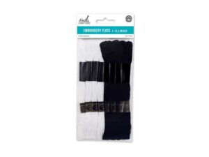 needlecrafters cotton embroidery floss, 8m, black/white