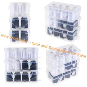 New brothread Polyester Embroidery Machine Thread 1000m Each with Clear Plastic Storage Box for Embroidery & Quilting - 4xSnow White+4xBlack