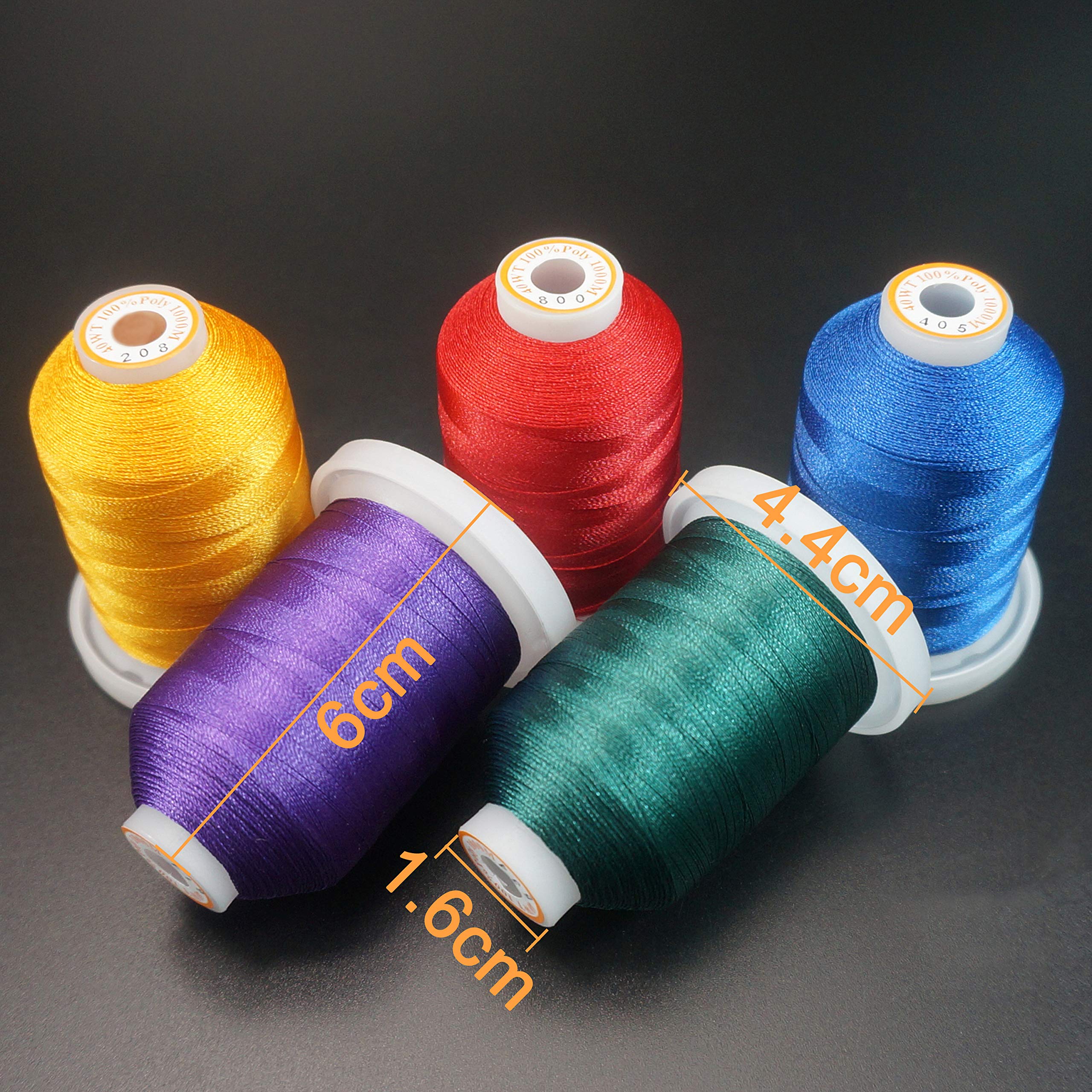 New brothread 64 Spools 1000M (1100Y) Polyester Embroidery Machine Thread Kit for Professional Embroiderer and Beginner