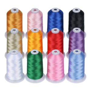 simthread 12 brother colors of huge spool 5000m polyester embroidery machine thread for commercial and domestic embroidery machines -assorted color 1