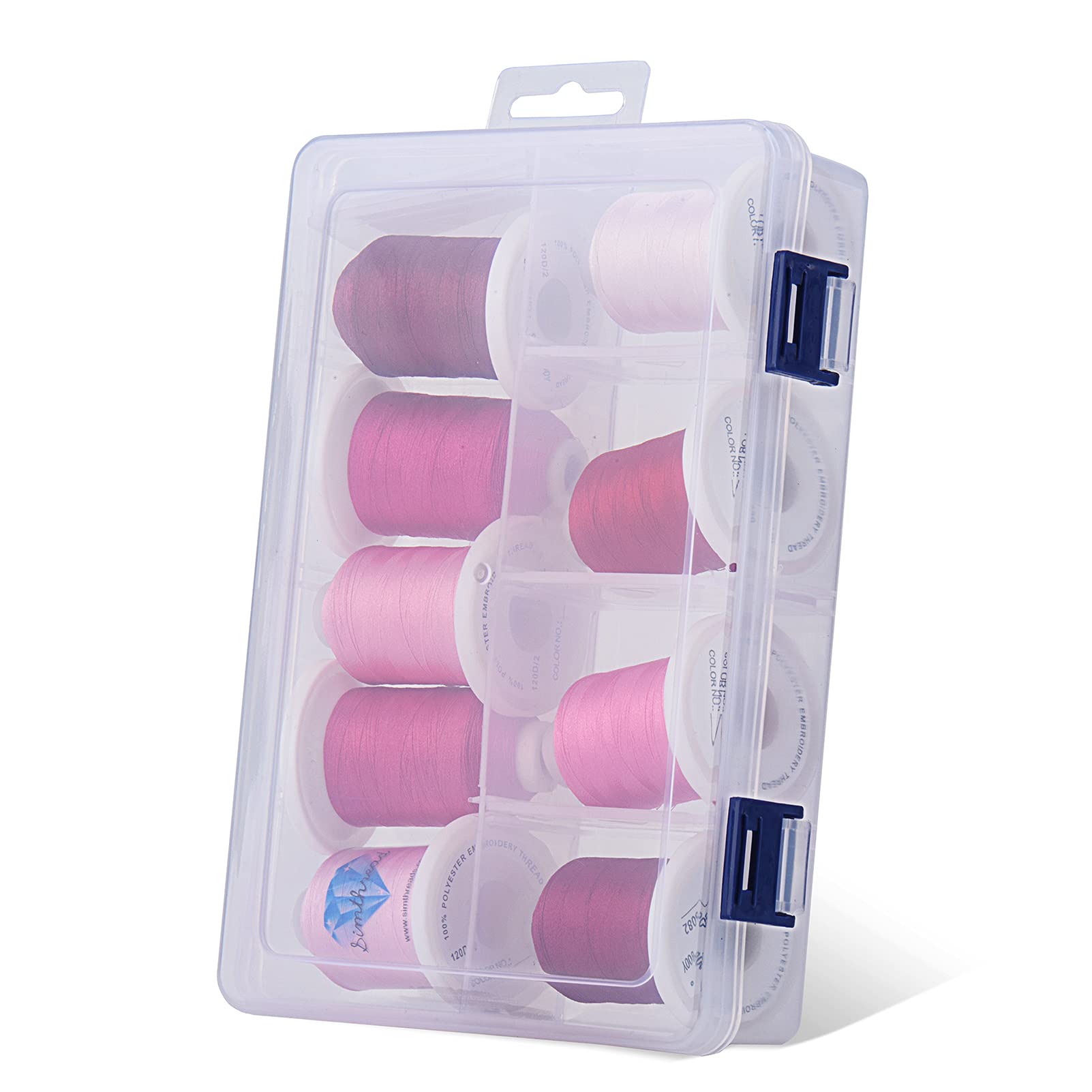 Simthread Embroidery Thread with Storage Box - 12 Options - 800 Yards/Spools 9 Rose Colors for Embroidery and Sewing Machine