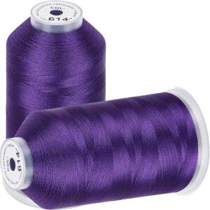 new brothread - 2 huge spools 5000m each polyester embroidery machine thread 40wt for commercial and domestic machines - purple