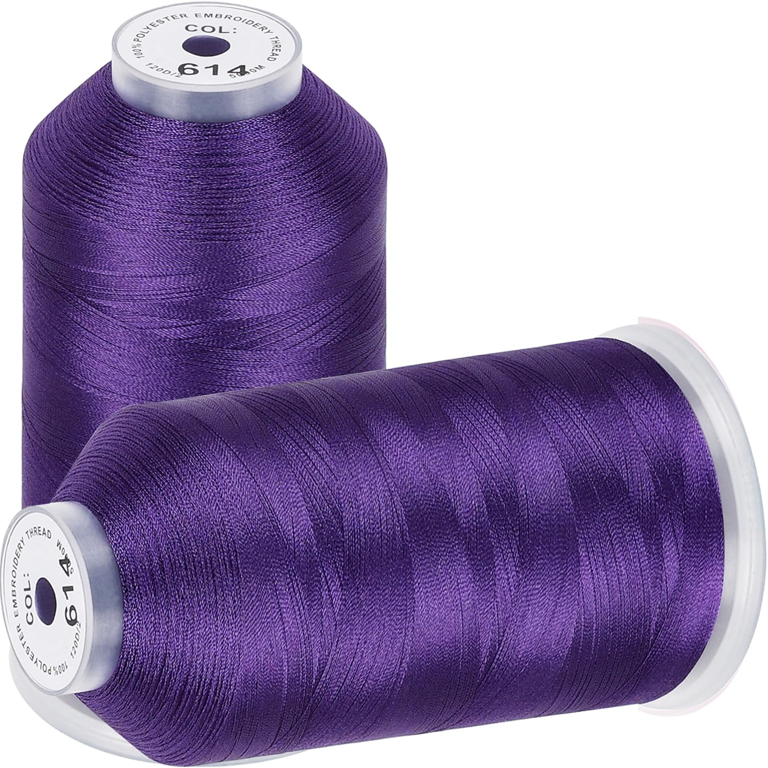 New brothread - 2 Huge Spools 5000M Each Polyester Embroidery Machine Thread 40WT for Commercial and Domestic Machines - Purple