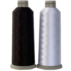 madeira embroidery thread - madeira 1801 - madeira 1800 - black and white embroidery thread - embroidery machine thread - cone - 2 huge spool of 5500yd all purpose sewing