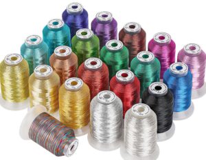 new brothread 21 assorted colors metallic embroidery machine thread kit 500m (550y) each spool for computerized embroidery and decorative sewing