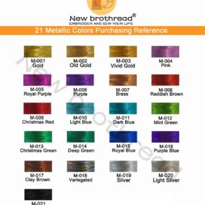 New brothread 21 Assorted Colors Metallic Embroidery Machine Thread Kit 500M (550Y) Each Spool for Computerized Embroidery and Decorative Sewing