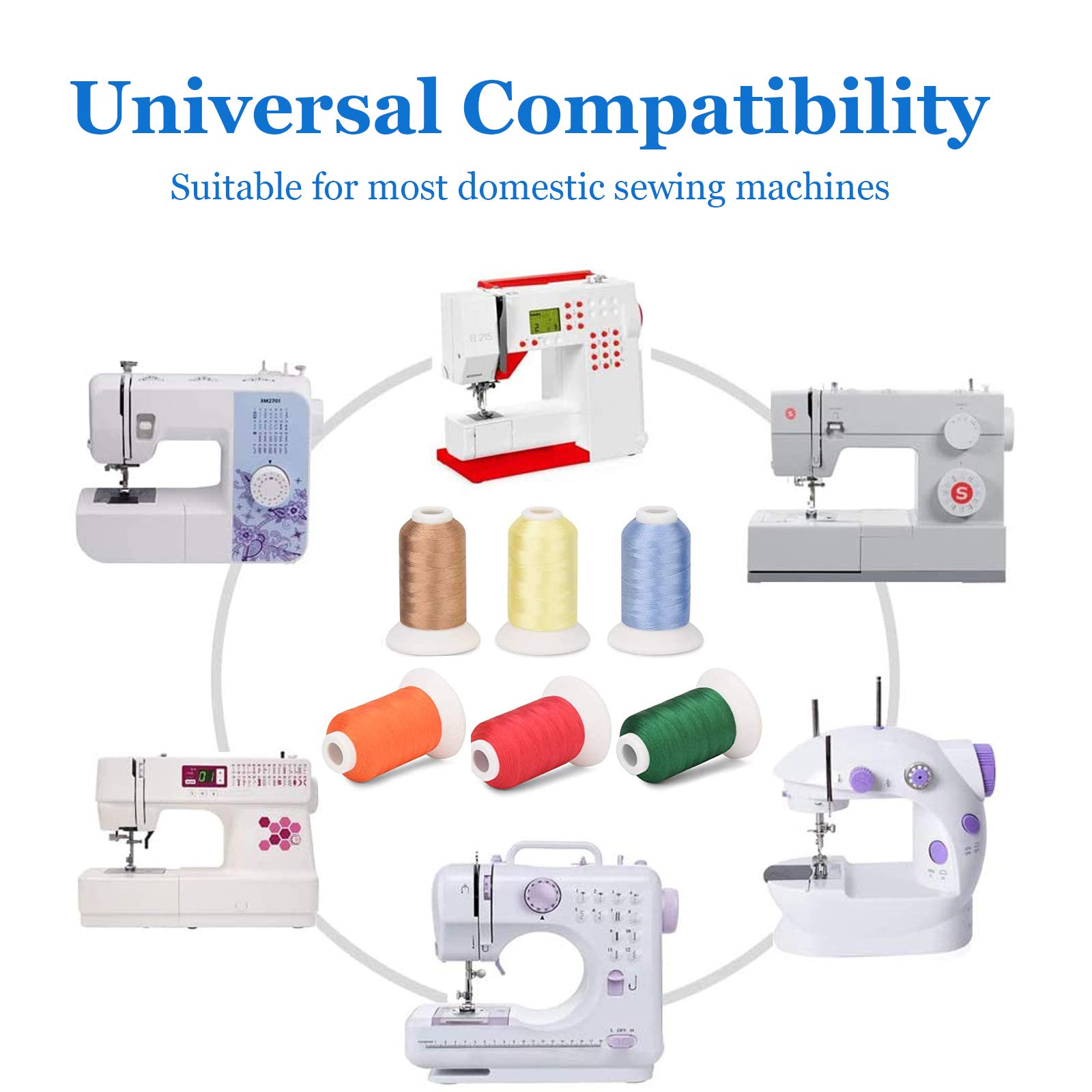 42 Colors Embroidery Machine Thread, 500M (550Y) Each Spool Polyester Thread for Sewing & Embroidery, Embroidery Floss for Home Brother Babylock Janome Singer Pfaff Husqvarna Bernina Sewing Machine