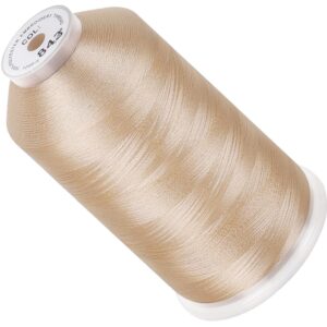 new brothread - single huge spool 5000m each polyester embroidery machine thread 40wt for commercial and domestic machines - beige