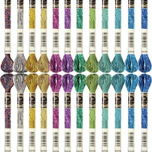 24 pieces metallic embroidery floss multicolor embroidery skein threads glitter embroidery thread cross stitch polyester thread for friendship bracelets diy embroidery thread crafts