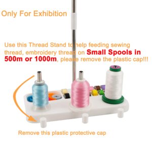 Light Weight Thread Stand - 3 Spools Holder for Domestic (Home-Base) Embroidery and Sewing Machines - Four Colors for Choices - White