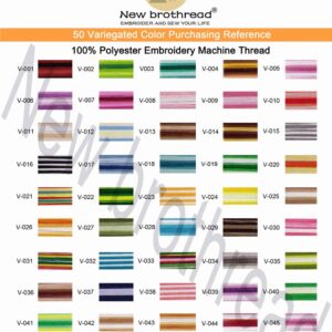 New brothread 50 Colors Variegated Polyester Embroidery Machine Thread Kit 500M (550Y) Each Spool for Brother Janome Babylock Singer Pfaff Bernina Husqvaran Embroidery and Sewing Machines