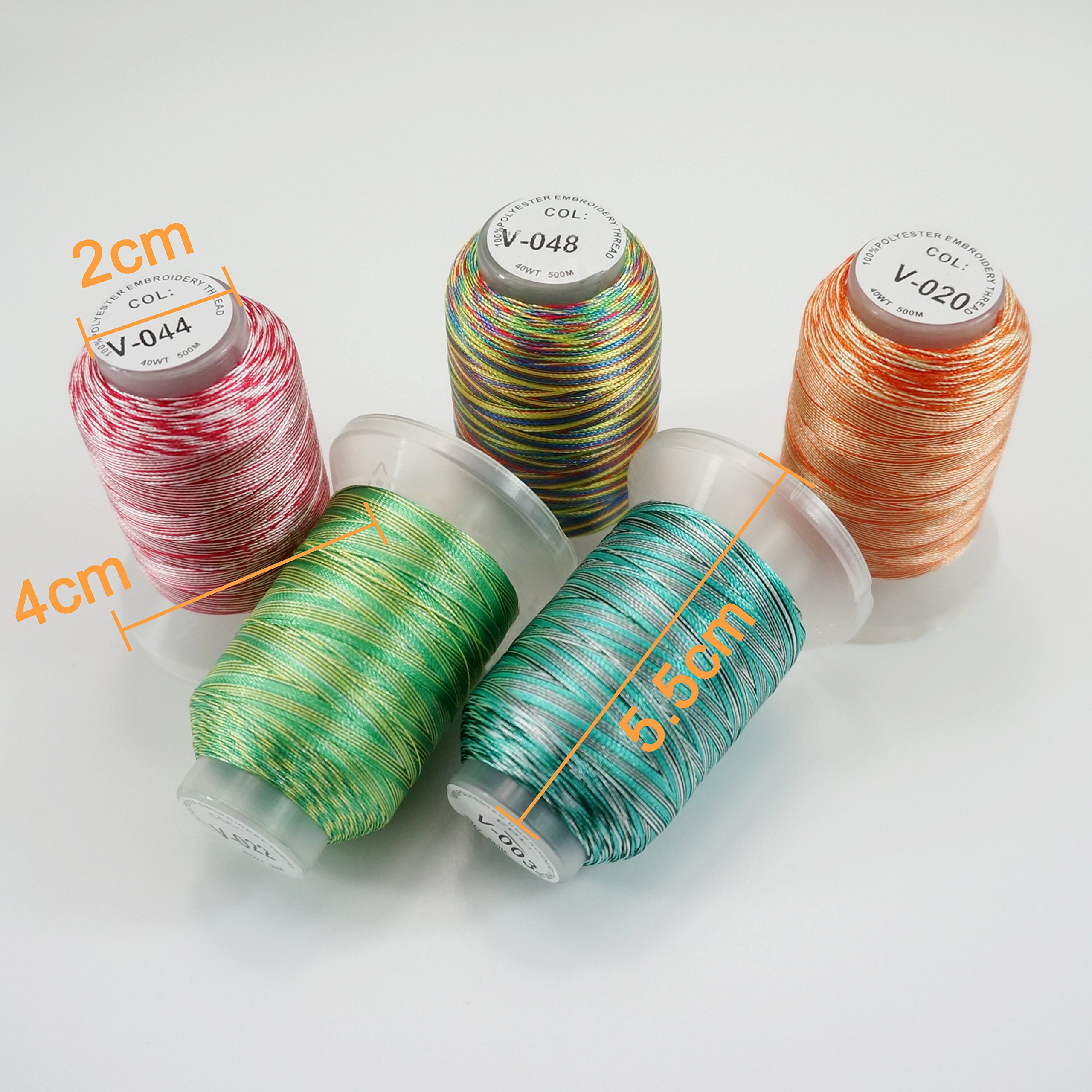 New brothread 50 Colors Variegated Polyester Embroidery Machine Thread Kit 500M (550Y) Each Spool for Brother Janome Babylock Singer Pfaff Bernina Husqvaran Embroidery and Sewing Machines