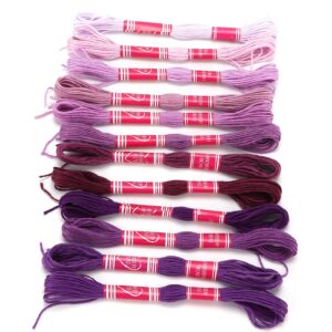 12pcs embroidery thread cross stitch threads embroidery floss friendship bracelets floss gradient bright color polyester line sewing skeins yarn cross stitch thread for sewing (purple)