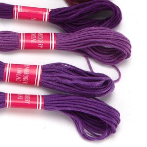 12Pcs Embroidery Thread Cross Stitch Threads Embroidery Floss Friendship Bracelets Floss Gradient Bright Color Polyester Line Sewing Skeins Yarn Cross Stitch Thread for Sewing (Purple)